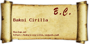 Baksi Cirilla névjegykártya